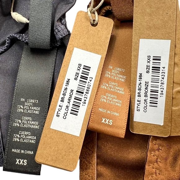 SKIMS Stretch Satin Scoop Neck Bralette Lot of 2 Armor Bronze XXS - Picture 9 of 12